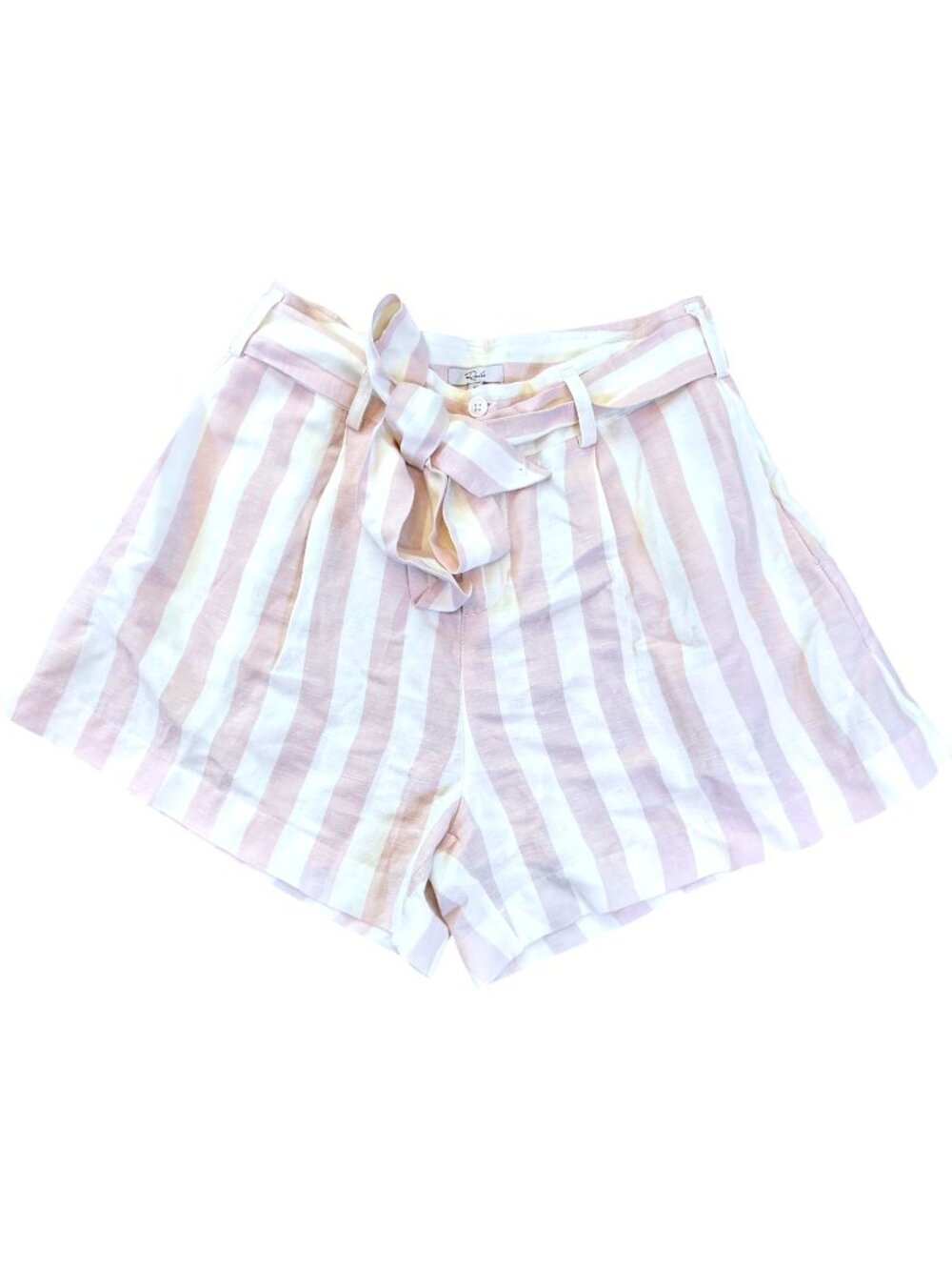Rails Shorts Striped Rayon Linen Belted High Rise Pink White (M)